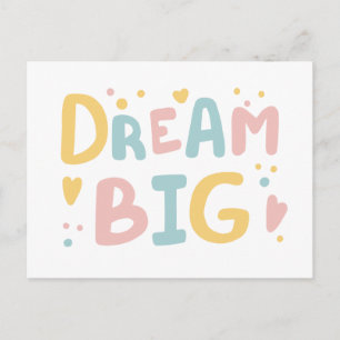 Dream Big Pastel Hearts Vykort