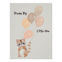 "Dream Big" Personlig Raccoon Holding Balloons