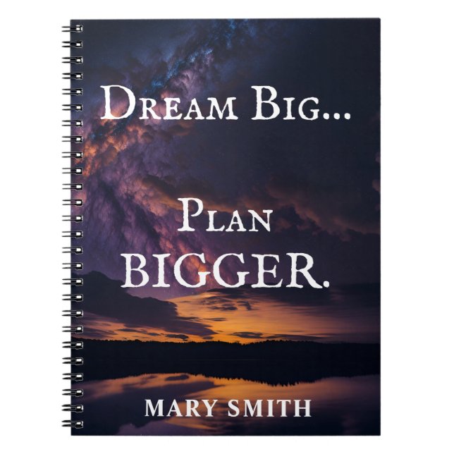 Dream Big, Plan Bigger - Nattens Himlar Anpassade Anteckningsbok (Framsidan)