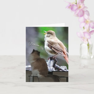 Dream Big Ragdoll Cat Bird Note Card Kort