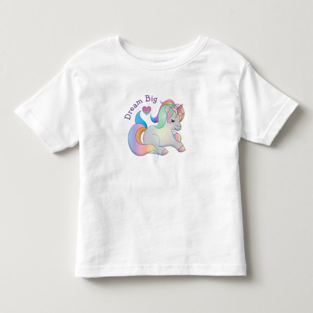 Dream Big Rainbow Unicorn T Shirt (Framsida)