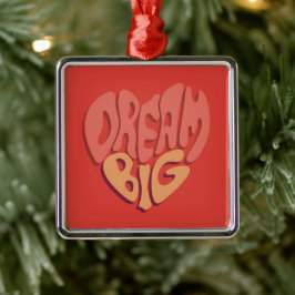 Dream Big: Red Heart Powerful Slogan Julgransprydnad Metall