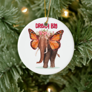 Dream Big som en elefant inspirationslös Julgransprydnad Keramik