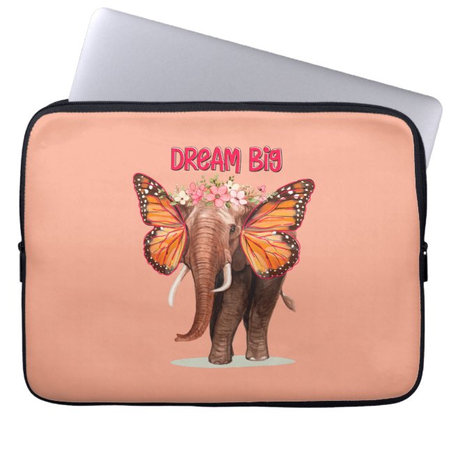 Dream Big som en elefant inspirationslös Laptop Fodral (Framsidan)
