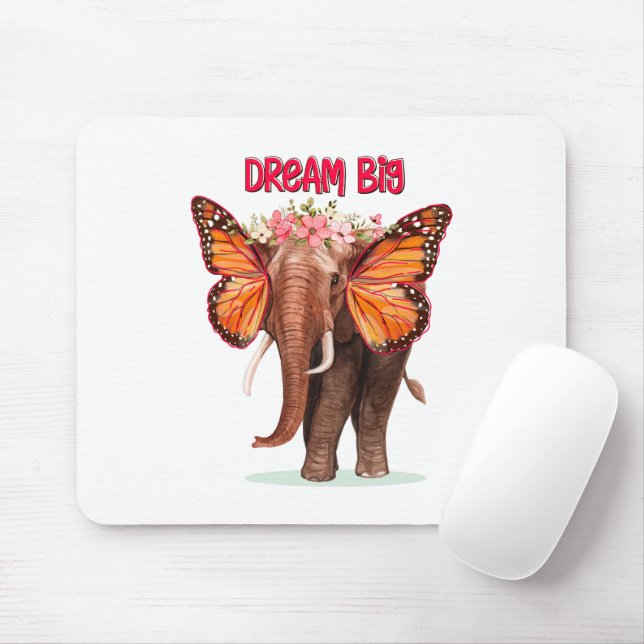 Dream Big som en elefant inspirationslös Musmatta (Med mus)