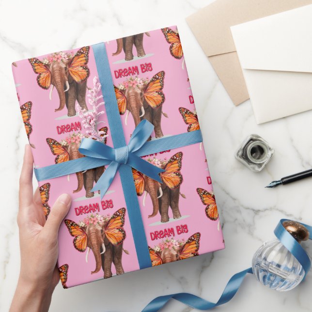Dream Big som en elefant inspirationslös Presentpapper (Gifting)