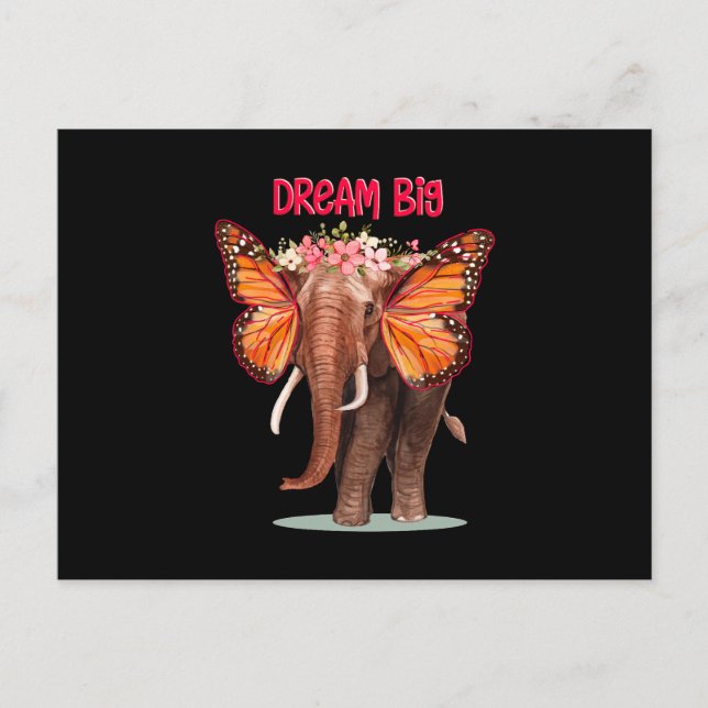Dream Big som en elefant inspirationslös Vykort (Framsida)