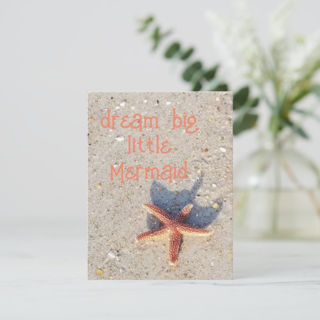 Dream Big söt starfish på strandkortet Anteckningskort (Stående Fram)