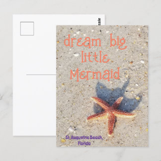Dream Big starfish on St Augustine Beach vycard Vykort