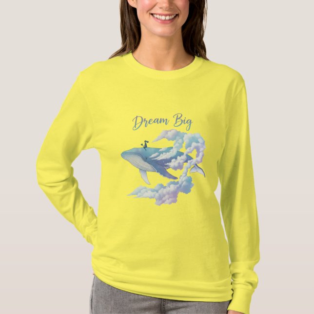 Dream Big – Surreal Fantasy Whale T-Shirt (Framsida)