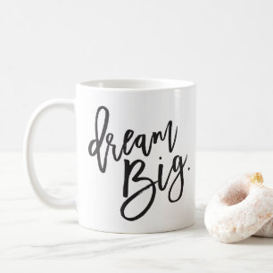 DREAM BIG svart minimal skriptpositiv livstidsoffe Kaffemugg