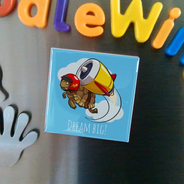 Dream Big! Tecknad för dynamisk tortoise för motiv Magnet (Skapare uppladdad)