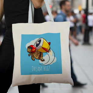 Dream Big! Tecknad för dynamisk tortoise för motiv Tygkasse