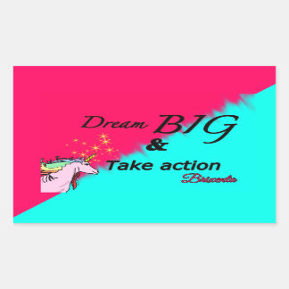 Dream big unicorn-klistermärken 2 ton rektangulärt klistermärke