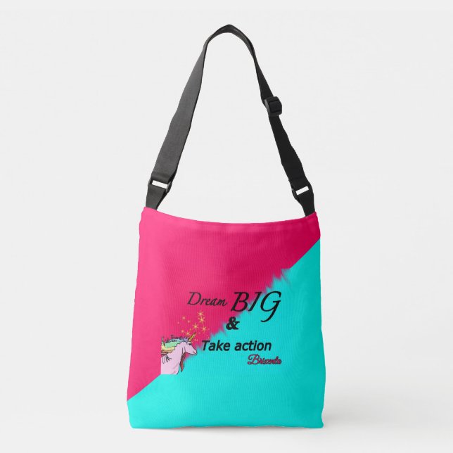 Dream big unicorn-väska axelväska (Framsida)