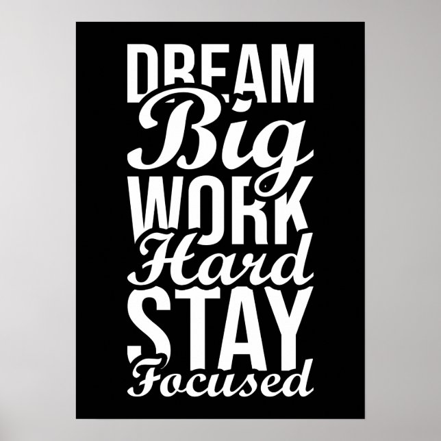 Dream Big, Work Hard Keep Focused - Gym, Hustle Poster (Framsidan)