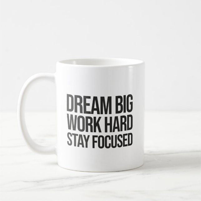Dream Big, Work Hard, Stsay Focused - Gym, Hustle Kaffemugg (Vänster)