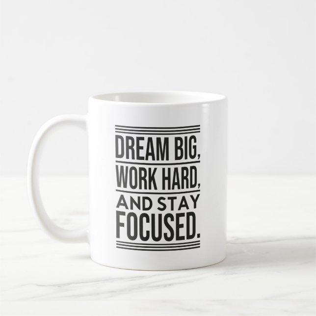 Dream Big, Work Hard, Stsay Focused - Gym, Hustle Kaffemugg (Vänster)