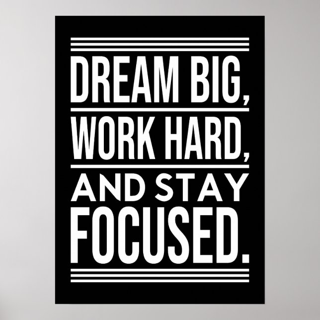 Dream Big, Work Hard, Stsay Focused - Gym, Hustle Poster (Framsidan)