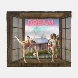 Dream Bigger Altered Art Vintage Dancers Fleecefilt