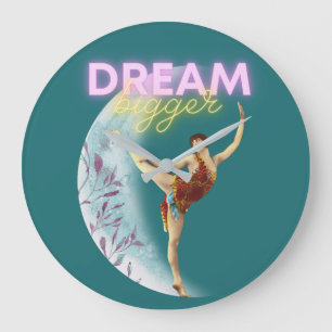 Dream Bigger Vintage Ballet Dancer  Stor Klocka