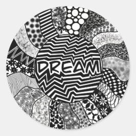 DREAM Black and White Sunburst Sticker Runt Klistermärke