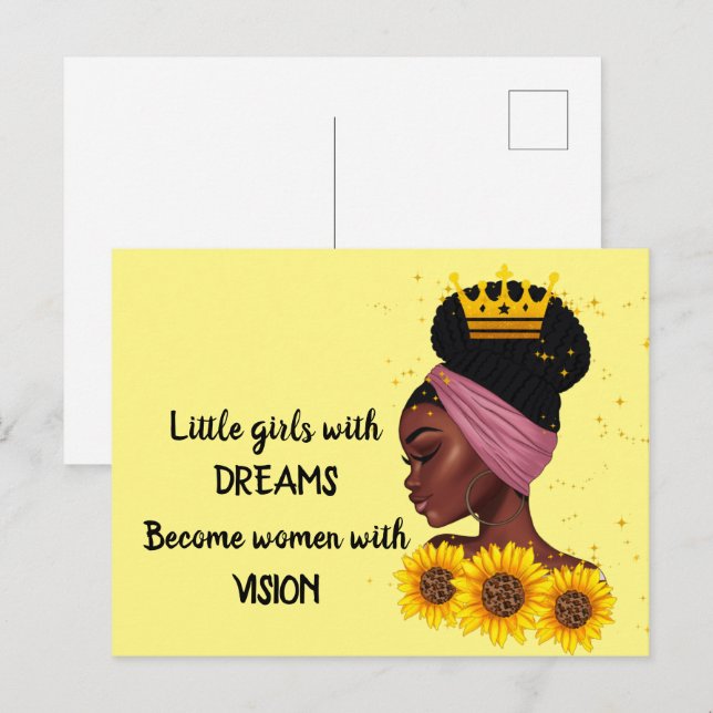 Dream Black Girl Empowerering Quote Vykort (Fram/baksida)