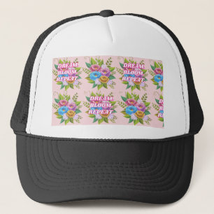 Dream Bloom Repeat Blommigt Motivational Hat Keps