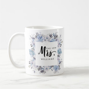Dream Blue Blommigt BRÖLLOP THE NEW MRS Typography Kaffemugg