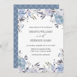 Dream Blue | Finare Rustic Flowers bröllop Inbjudningar
