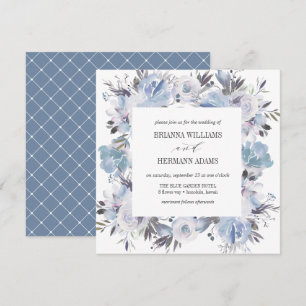 Dream Blue Finare Vår Blommigt Diamond Bröllop Inbjudningar