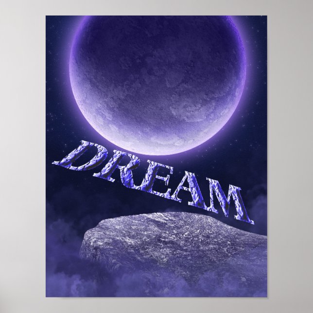 Dream Blue Måne Fantasy inspirationational Poster (Framsidan)