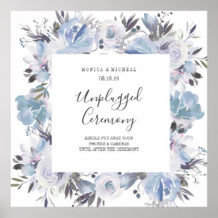 Dream Blue Square Unplugged Bröllop Ceremony-tecke Poster