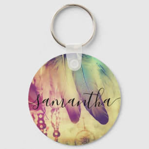 Dream Boho Bohemian Stil Dreamcatcher Feathers Nyckelring