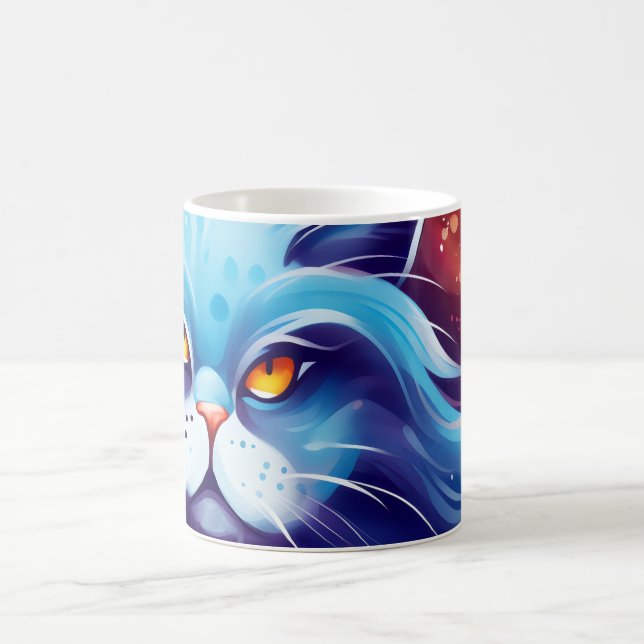 Dream Cat Abstrakt world of färg Magisk Mugg (Center)
