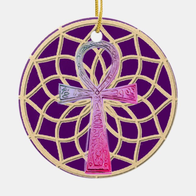 Dream Catcher Ankh Julgransprydnad Keramik (Framsidan)