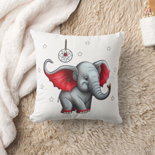 Dream Catcher Cute Baby Elephant. Genomskinlig bak Kudde (Filt)