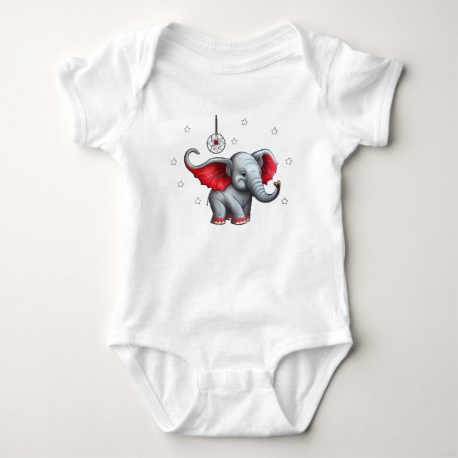 Dream Catcher Cute Baby Elephant. Genomskinlig bak T Shirt (Framsida)