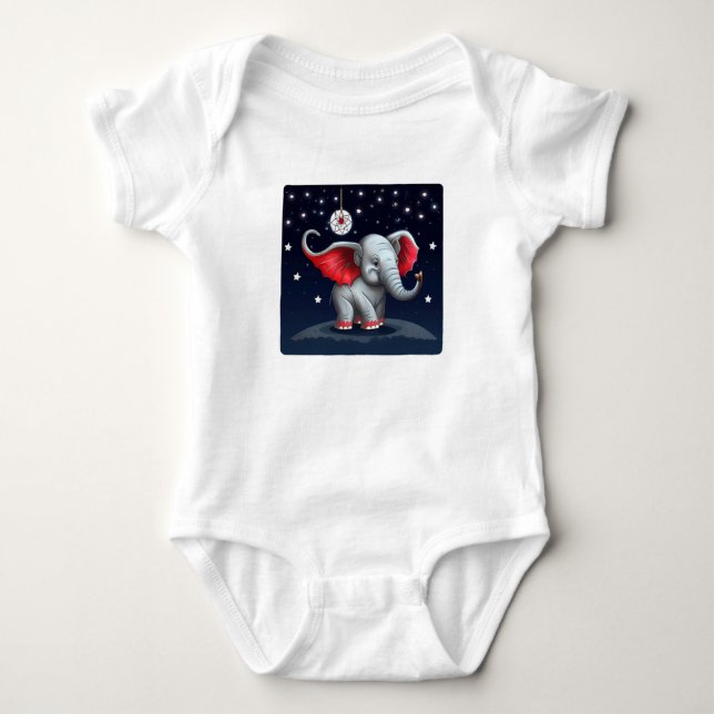 Dream Catcher Cute Baby Elephant. Night Himlar T Shirt (Framsida)