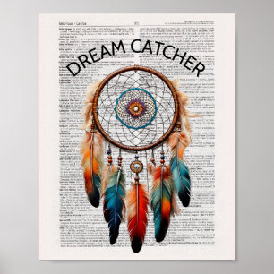 Dream catcher - Dictionary-sidkonst-arbete Poster