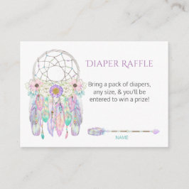 Dream Catcher Feathers Pastels Diaper Raffle Tilläggskort