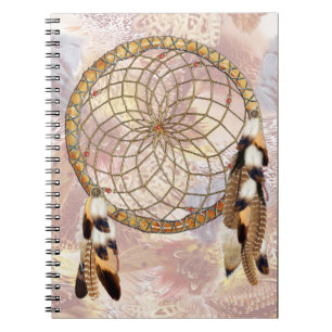 Dream-catcher fjädrar och röd-pärlor anteckningsbok