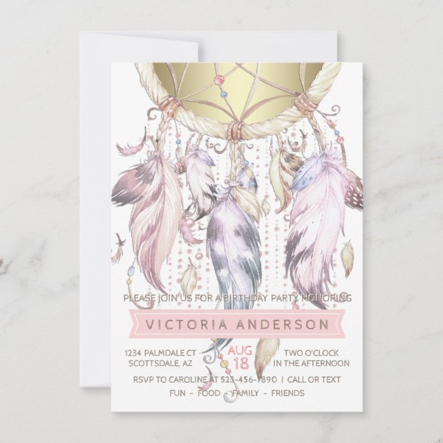 Dream Catcher Födelsedagsfest inbjudan (Framsida)