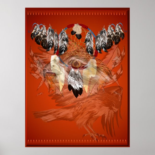 Dream Catcher Hawk Ansikte Poster (Framsidan)