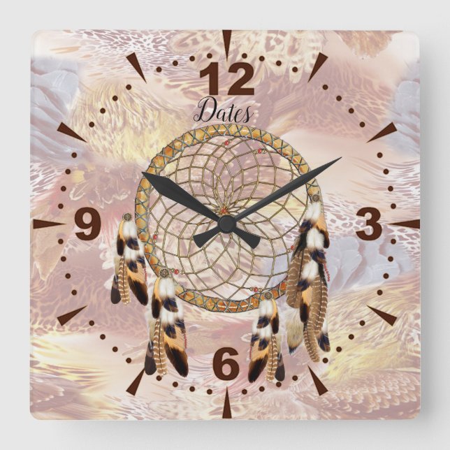 Dream Catcher hemdekan Fyrkantig Klocka (Framsida)