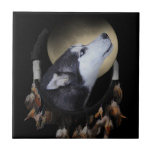 Dream Catcher Husky Art Tile Kakelplatta