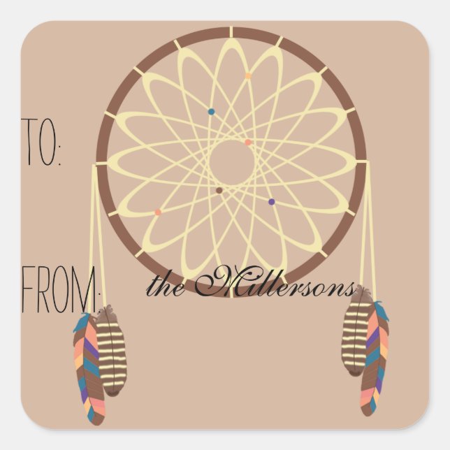 Dream Catcher Märkrn Gift Fyrkantigt Klistermärke (Framsida)
