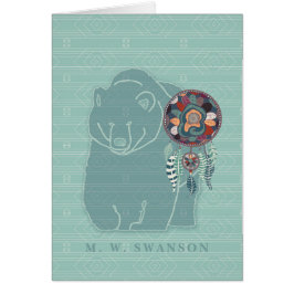 Dream Catcher med Grönt Bear Native American OBS Kort