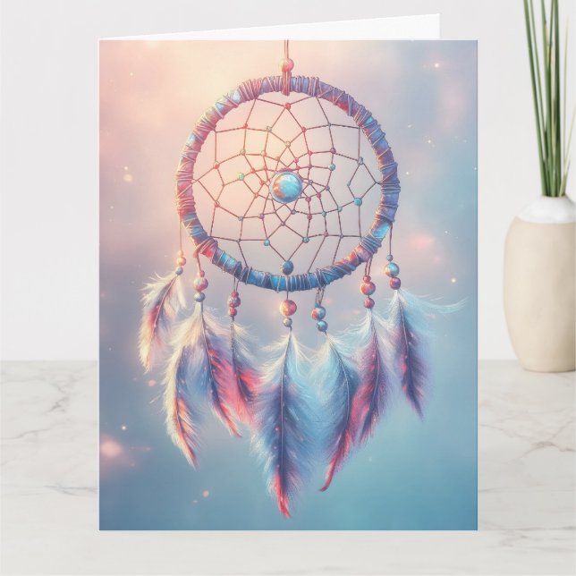 Dream Catcher med Soft Feathers och Pärlor Kort (Framsida)