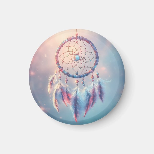 Dream Catcher med Soft Feathers och Pärlor Magnet (Framsidan)